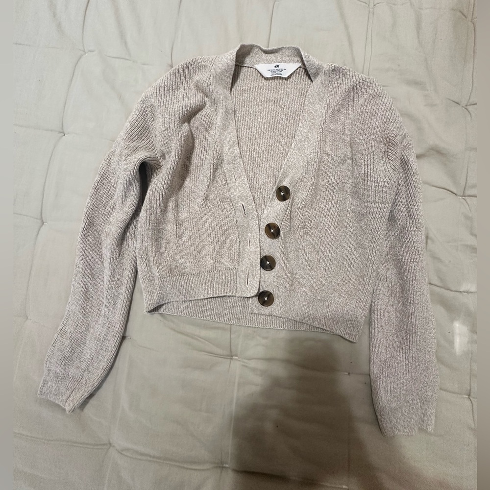 H&M Beige Button-Up Cardigan